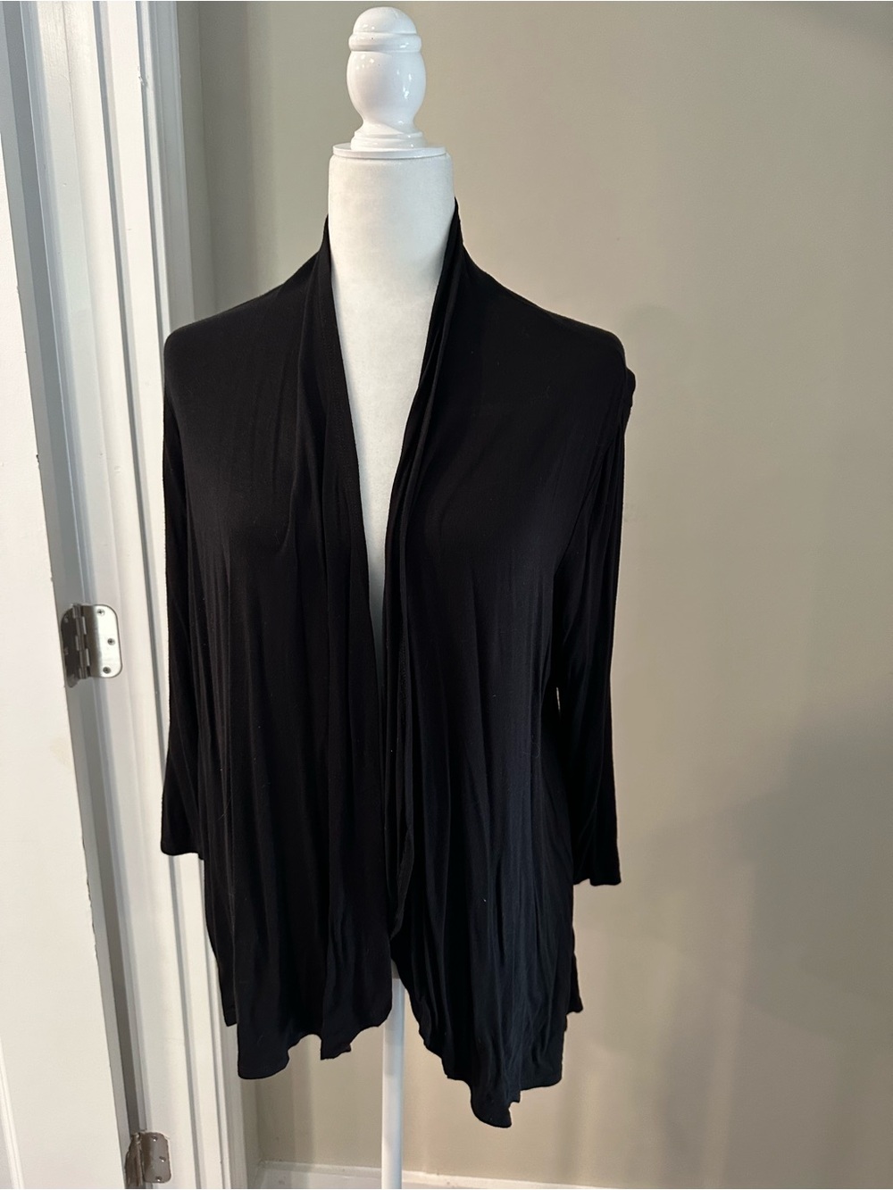 Apt. 9 Black Draped Open-Front Cardigan